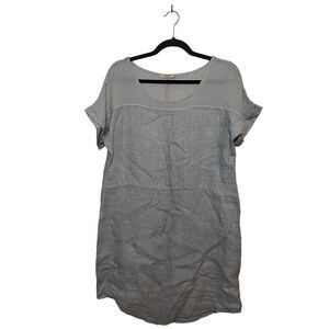 🔴 Lungo L'Arno XS Light Grey 100% Linen Gauze Yoke Shift shirt Dress